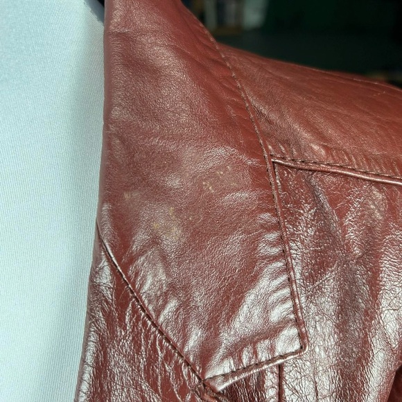 Vintage 70s Genuine Leather Burgundy Jacket - Picture 8 of 9